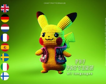 Cat Pikachu Crochet Pattern, Pokemon Amigurumi Pattern, Craft Pattern, Crochet Design, Gifts for Kids, Included Stitch Guide