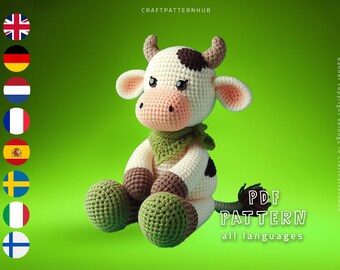 Cow Crochet Pattern, Cow Amigurumi Tutorial, Crochet Doll Pattern, Craft Pattern, Crochet Design, Gifts for Kids, Included Stitch Guide
