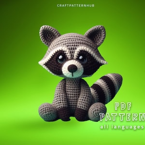 Raccoon Crochet Pattern, Raccoon Amigurumi Tutorial, Crochet Doll Pattern, Craft Pattern DIY, Gifts for Kids, Included Stitch Guide