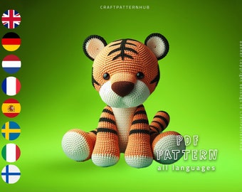 Tiger Crochet Pattern, Tiger Amigurumi Tutorial, Crochet Doll Pattern, Craft Pattern, Crochet Design, Gifts for Kids, Included Stitch Guide