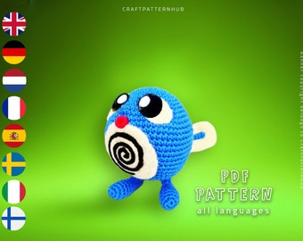 Pokemon Poliwag Crochet Pattern, Poliwag Amigurumi Pattern, Pokemon Crochet Tutorial, DIY Craft, Gifts for Kids, Included Stitch Guide