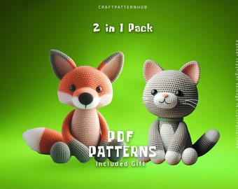 Cat-Fox Crochet Patterns, Amigurumi Tutorial, Crochet Doll Pattern, Craft Pattern, Crochet Design, Gifts for Kids, Included Stitch Guide