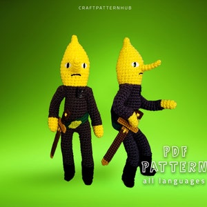 Lemongrab Häkelanleitung, Adventure Time Amigurumi Häkelanleitung, einfache Häkelanleitung, DIY Basteln, Geschenke für Kinder, inklusive Stichanleitung