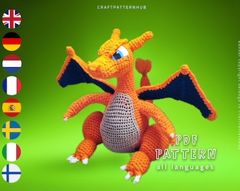 Dragon Crochet Pattern, Amigurumi Pattern, Craft Pattern, Crochet Design, Gifts for Kids, Included Stitch Guide