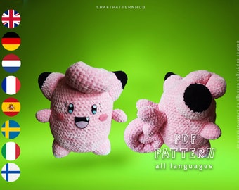 Cat Clefairy Crochet Pattern, Clefairy Amigurumi Pattern, Pokemon Crochet Tutorial, DIY Craft Pattern, Gifts for Kids, Included Stitch Guide