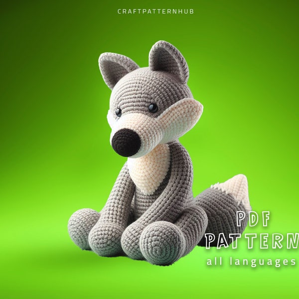 Wolf Häkelanleitung, Wolf Amigurumi Anleitung, Häkelpuppenmuster, Häkelanleitung, Bastelmuster, Häkeldesign, Geschenke für Kinder, inklusive Stichanleitung