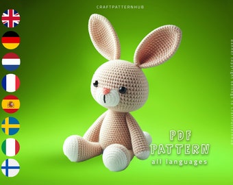 Rabbit Crochet Pattern, Rabbit Amigurumi Tutorial, Crochet Doll Pattern, Craft Pattern DIY, Gifts for Kids, Included Stitch Guide