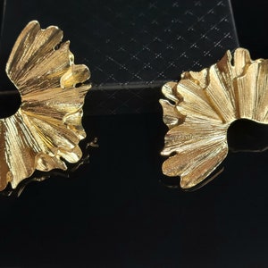 Exaggerated Ruffle Studs - Sexy Statement Earrings - Oversized Jewelry in Silver and Gold tone