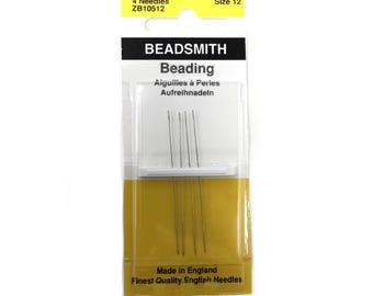 Agujas para abalorios Beadsmith (paquete de 4, tamaño 12), para bisutería de alta calidad.