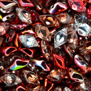 10g Matubo GemDuo Czech Seed Beads 5x8mm Beads Magic Line Red Brown High Quality Two-Hole Glass Beads for Jewellery Making Beading Czech