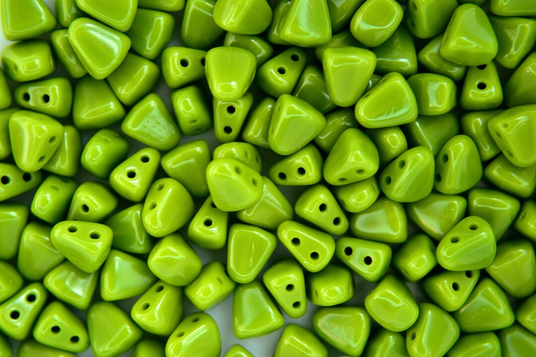 10g Matubo Nib-bit Czech Beads 5x6mm Opaque Olivine Unique Bead Shape ...