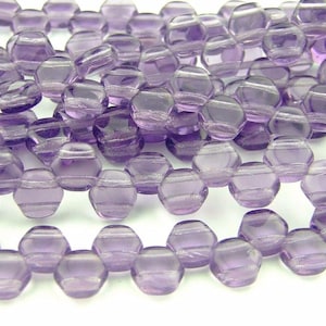 30x Czech Honeycomb Beads 6mm Hexagonal 2 Hole Tanzanite Transparent