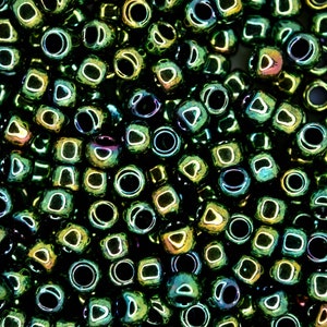 10g TOHO 6/0 Round Japanese Seed Beads 4mm 507 Higher Metallic Iris Green