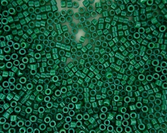 Miyuki Delica 11/0 Glass Seed Beads - Forest Green Opaque Dyed, 5.2g Vial (~200 Beads Per Gram)