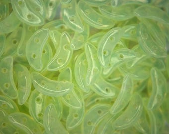 50x Czechmates Crescent Glass Beads 3x10mm Two Hole Milky Jonquil Unique Beading Supplies Jewellery Making Czech Republic