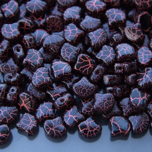 10g Czech Ginko Duo Twin Hole Beads 7.5x7.5mm Ionic Jet Orange High-Quality Czech Glass Beads Jewelry Making Unique Shape Dual Holes