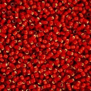 10g TOHO 11/0 Round Japanese Seed Beads 2mm 25CF Silver Lined Frosted Ruby