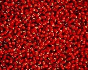 10g TOHO 11/0 Miçangas Japonesas Redondas 2 mm 25CF com Revestimento Prateado e Cor Rubi Fosco