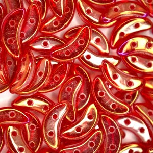 50x Czechmates Crescent Glass Beads 3x10mm Two Hole Luster Siam Ruby Unique Beading Supplies Jewellery Making Czech Republic