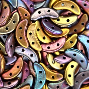 50x Czechmates Crescent Glass Beads 3x10mm Two Hole Matte Metallic Bronze Iris Unique Beading Supplies Jewellery Making Czech Republic