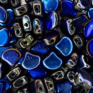 10g Czech Ginko Duo Twin Hole Beads 7.5x7.5mm Jet Azuro High-Quality Czech Glass Beads Jewelry Making Unique Shape Dual Holes