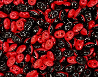 10g Matubo SuperDuo Duets Czech Seed Beads 2.5x5mm Opaque Red Black Two-Hole High Quality for Jewelry Making Beading Czech