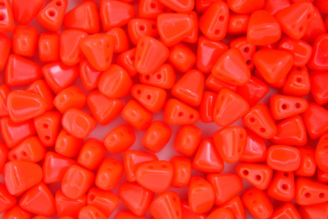 10g Matubo Nib-bit Czech Beads 5x6mm Opaque Light Red Unique Bead Shape ...
