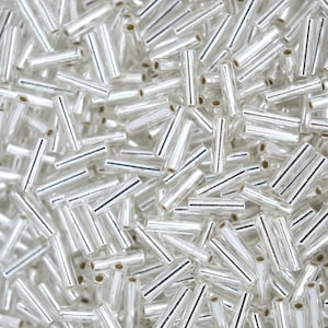 10g Miyuki 6mm Bugle 91 Silver Lined Crystal Japanese Glass Seed Beads Jewelry Making High-quality Beading Supply