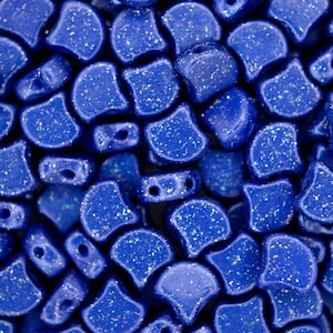 10g Czech Ginko Duo Twin Hole Beads 7.5x7.5mm Stardance Midnight Blue High-Quality Czech Glass Beads Jewelry Making Unique Shape Dual Holes