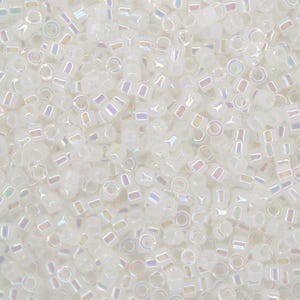 7.2g MIYUKI 11/0 Delica Japanese Seed Beads 1.6mm DB222 White Opal AB