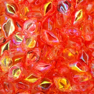 10g Czech Gemduo Twin Hole Beads 8x5mm Summer Rainbow Orange  High Quality Two-Hole Glass Beads for Jewellery Making Beading Czech