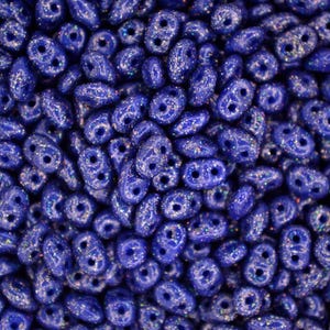 Seed Beads 20g Matubo Superduo 2.5x5mm Glass Stardance Midnight Blue Czech