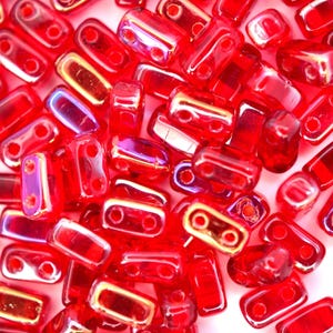 50pcs Czechmates Bricks Beads Two Hole 3x6mm Twilight Siam Ruby Unique Craft Beading Supplies Jewellery Making Czech Republic