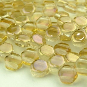 30x Czech Honeycomb Beads 6mm Hexagonal 2 Hole Crystal Clarit Unique Beading Supplies Jewellery Making DIY Czech Republic