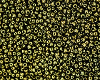 10g TOHO 11/0 Round Japanese Seed Beads 2mm 422 Gold Lustered Dark Antique Bronze