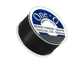 Hilo para abalorios Toho One-G de 0,2 mm y 50 yardas, color negro.