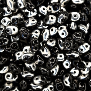 10g Matubo SuperDuo Czech Seed Beads 2.5x5mm Jet Silver Labrador Two-Hole High Quality for Jewelry Making Beading Czech