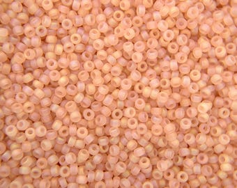 Perline di semi giapponesi rotonde MIYUKI 8/0 da 10 g, 3 mm, 9155FR, trasparenti opache, color tè chiaro, rosa AB, per la creazione di gioielli, perline di alta qualità