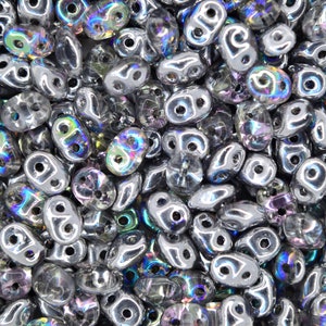 10g Matubo SuperDuo Czech Seed Beads 2.5x5mm Transparent Crystal Silver Rainbow Two-Hole High Quality for Jewelry Making Beading Czech