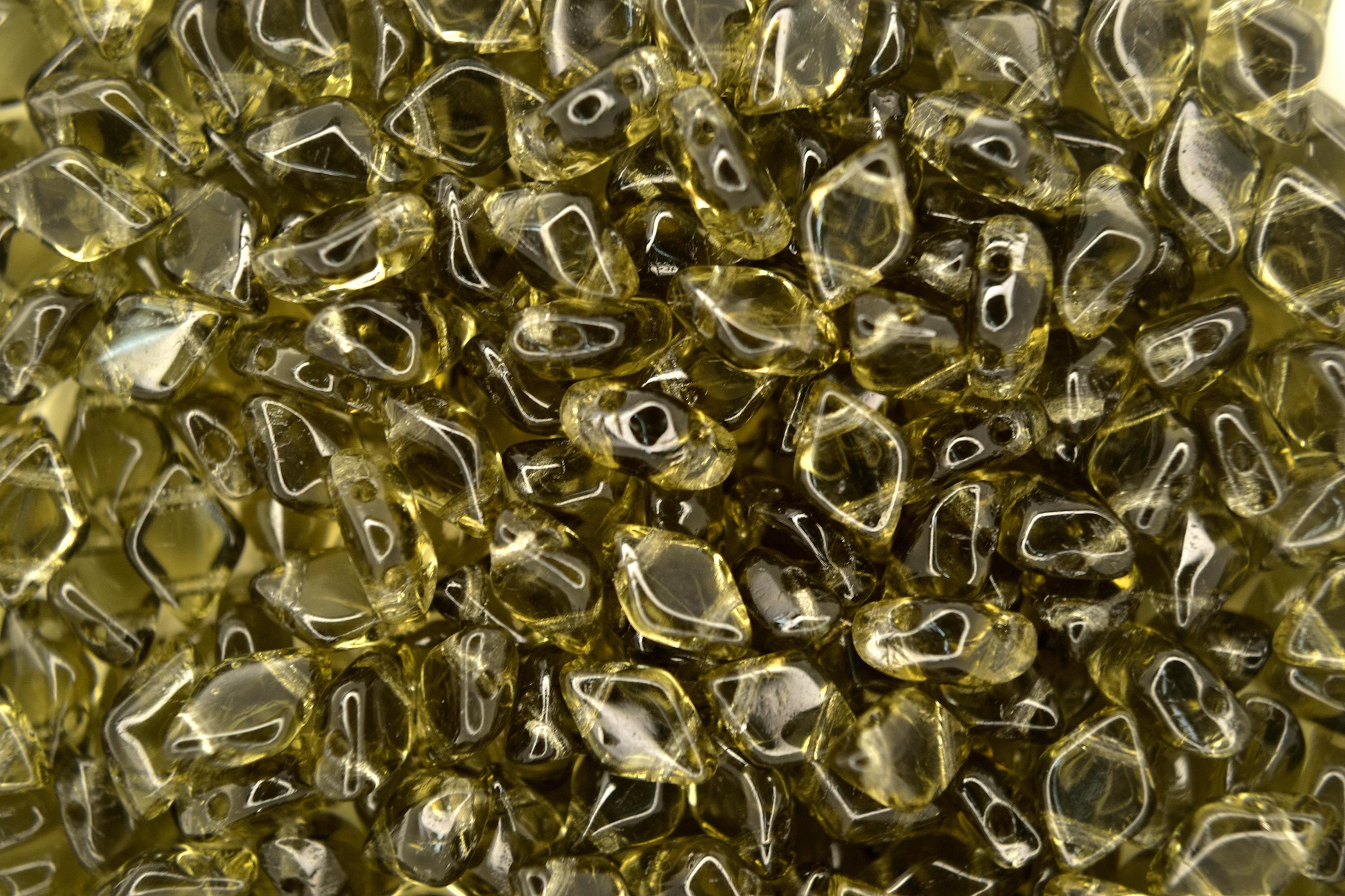 10g チェコ Gemduo ツインホールビーズ 透明ブラックダイヤモンド 高