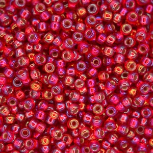 10g MIYUKI 8/0 Runde japanische Rocailles 3 mm 91010 Silber Liniert Flammenrot AB Rocailles Schmuck machen Hochwertige Perlen