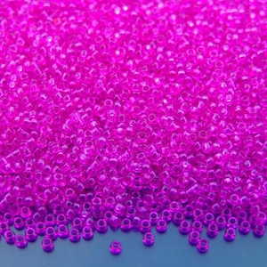 10g MIYUKI 15/0 Runde Japanische Rocailles 1,5 mm 91310 Gefärbte Transparent Fuchsia Glasperlen Schmuck machen Hochwertige Perlen