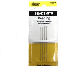 Agujas para abalorios Beadsmith (paquete de 4, tamaños 10), para bisutería de alta calidad.