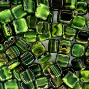 25x Czechmates Tile Beads Opaque Yellow Jet Square Two Hole 6x6mm Unique Beading Supplies Jewellery Making Czech Republic