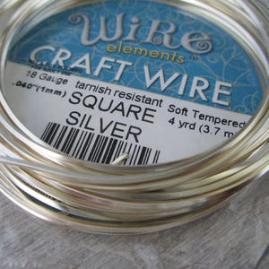 Fili per bigiotteria in rame placcato argento Beadsmith, calibro 18, lunghezza 4 iarde, per avvolgimento e creazione di gioielli.