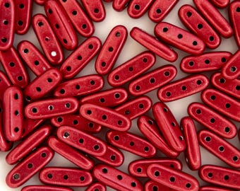5g CzechMates Beam Czech Beads 3x10mm Colortrends Saturated Metallic Aurora Red Unique Beading Supplies for Jewellery Making Czech Republic