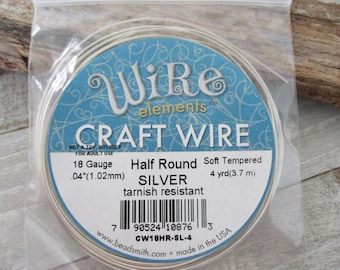 The Beadsmith Silver Plated Copper Craft Wires Half Round 21 Gauge 4 Yards Wrapping Jewelry Making