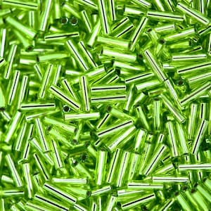 10g ミユキ 6mm ビューグル 9014 シルバーライン シャルトリューズ 日本製ガラスシードビーズ ジュエリー作り 高品質ビーズ用品