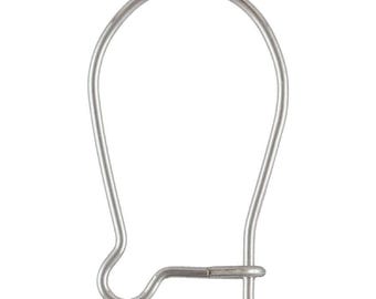 2x Fils d'oreille en argent massif 925 de 16 mm, forme rein, haute qualité (0,020), pour la création de bijoux de haute qualité