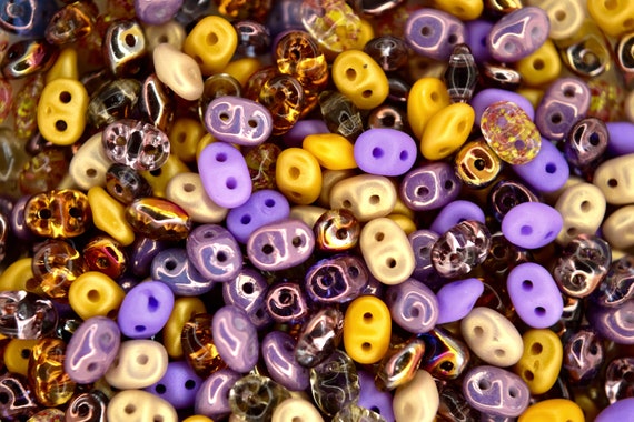 10 G Superduo Nébuleuse Violet Opaque 5*2,5 Mm, Perles De Verre Tchèques, Perles à Deux Trous CHOISSEZ LA QUANTITÉ Avec Une Réduction - France